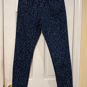 MICHAEL Michael Kors High Rise Leopard Print Jeans - Blue